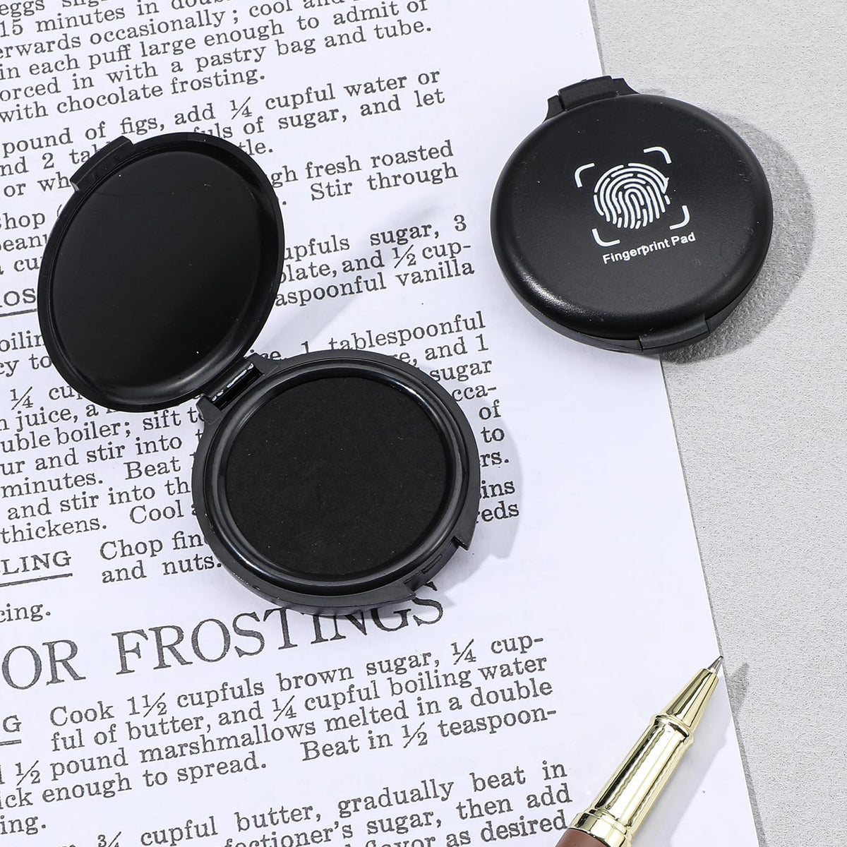 Afcabakila 24PCS Fingerprint Thumbprint Ink Pads, Mini Black Water-Based Ink Stamp Pads for Notary Supplies, Office, ID Security, Law Enforcement, Fingerprint Cards, Home Use Office use