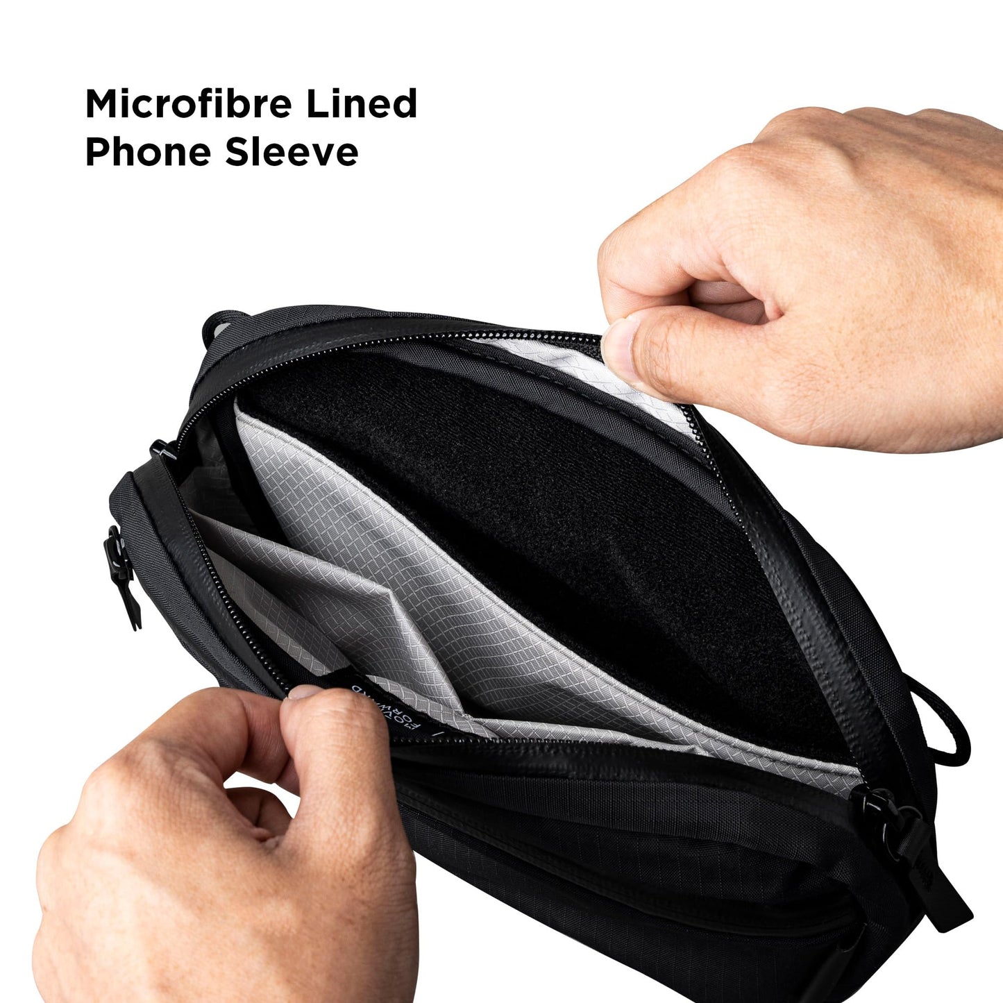ALPAKA Flight Sling Bag 1L - Small Men's Crossbody Bag with Adjustable & Detachable Shoulder Strap - Tech Organizer Travel case, Waterproof Phone holder, Compact Bag, Black Axoflux 210D