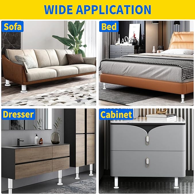 4 PCS Adjustable Height Bed Support Legs