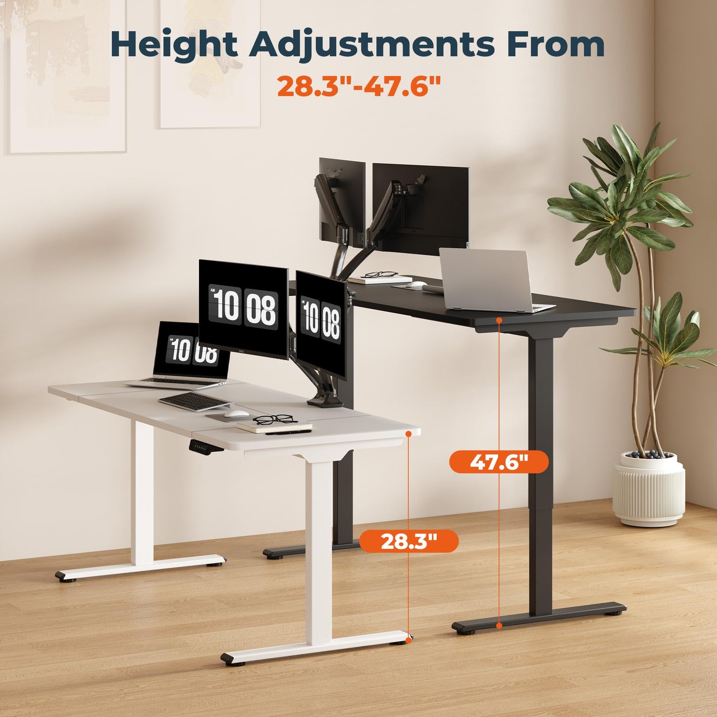 FitStand Dual Motor Standing Desk, Large Stand Up Desks, 79x31 Inches Electric Sit Stand Desk, 4 Memory Preset Adjustable Height Home Office Desk (Black)