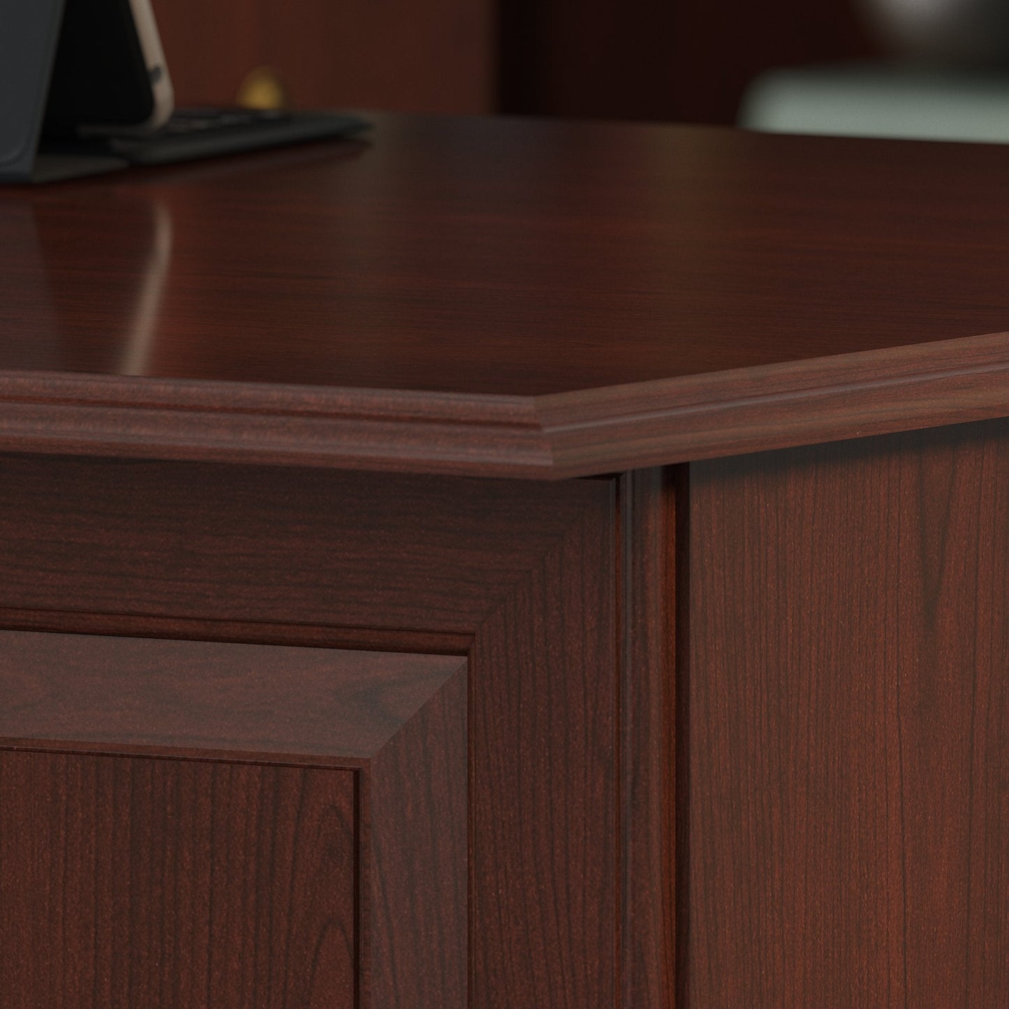 Bush Furniture Saratoga L Shaped Computer Desk and Bookcase Set in Harvest Cherry