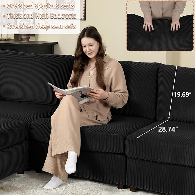 EASE MOOSE Comfty 2 Seat Couch, FSC Certified Modern Deep Seat Sectional Modular