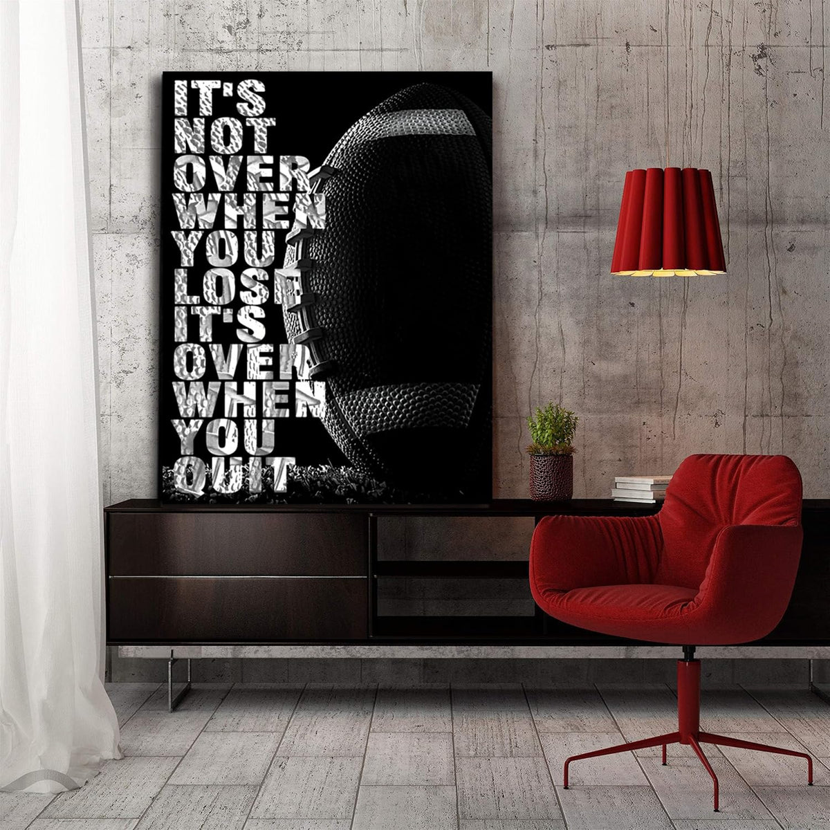 Football Inspirational Wall Art Entrepreneur Quotes Its Not Over When You Lose Canvas Posters -Motivational Sport Canvas Print Frame Picture Painting for Office Kids Boys Bedroom-24"x32"