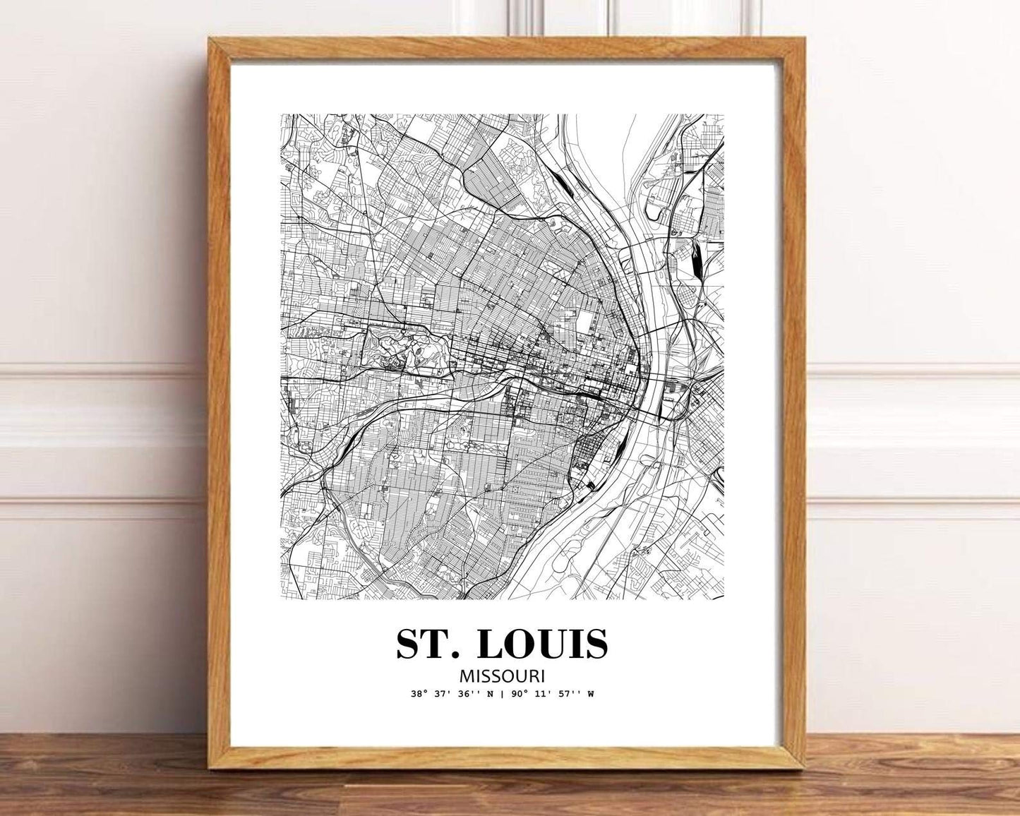 Eleville 8X10 Unframed St. Louis Missouri City View Abstract Road Modern Map Art Print Poster Wall Office Home Decor Minimalist Line Art Hometown Housewarming wgn498
