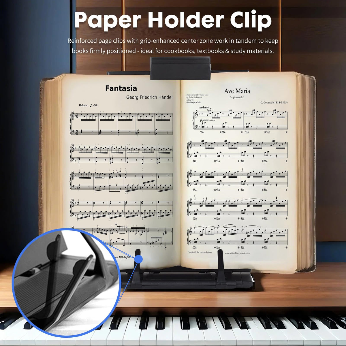 Resulzon Paper Stand Document Holder with 7 Adjustable Positions, Paper Holder Stand for Desk When Typing for Reading A4 Letter, Books, Receipts, Sheet Music, Textbooks