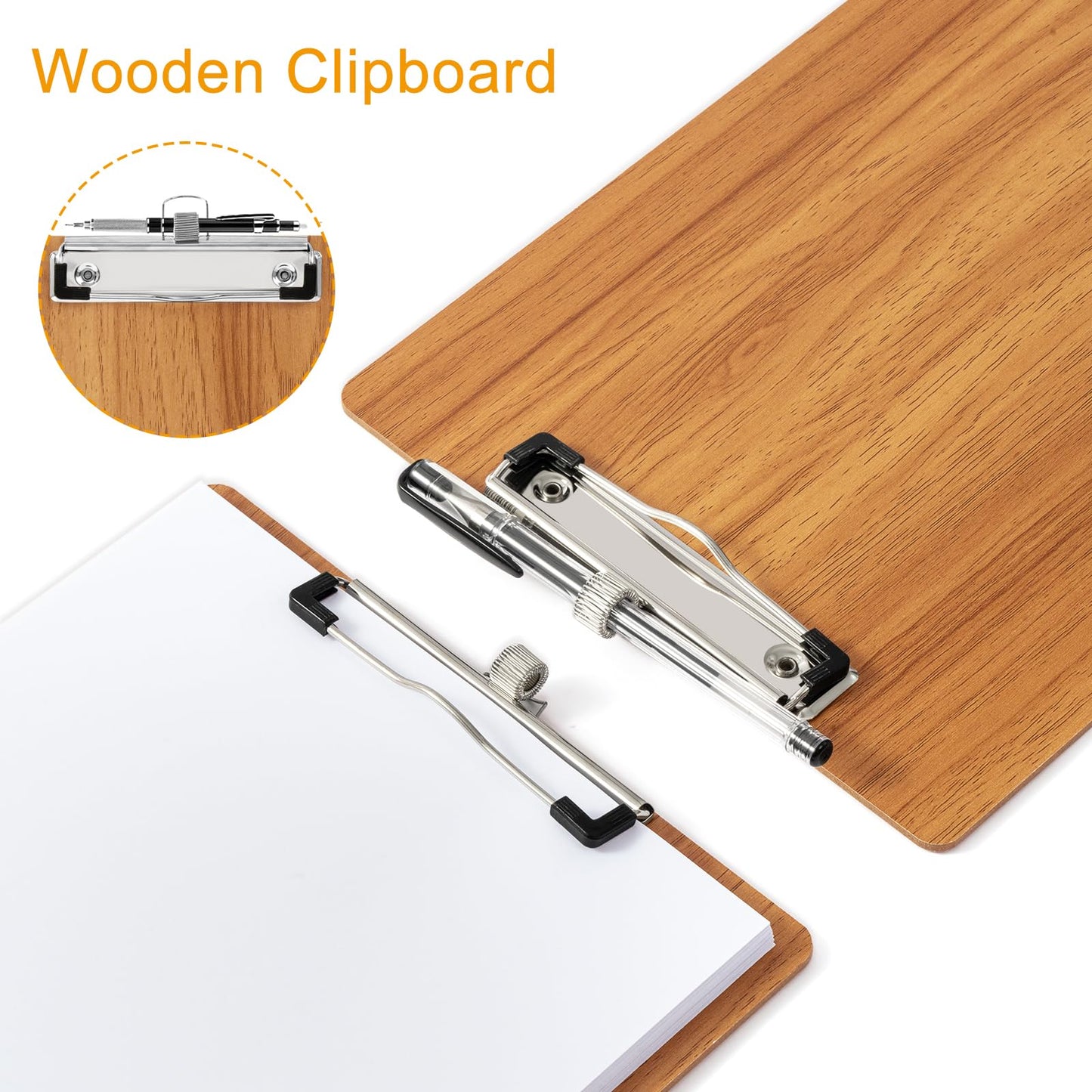 URbantin A5 Wooden Clipboard,10 Pack Wood Clipboard Holders with Pen Holder and Hanging Hole,Clipboards Clip Board