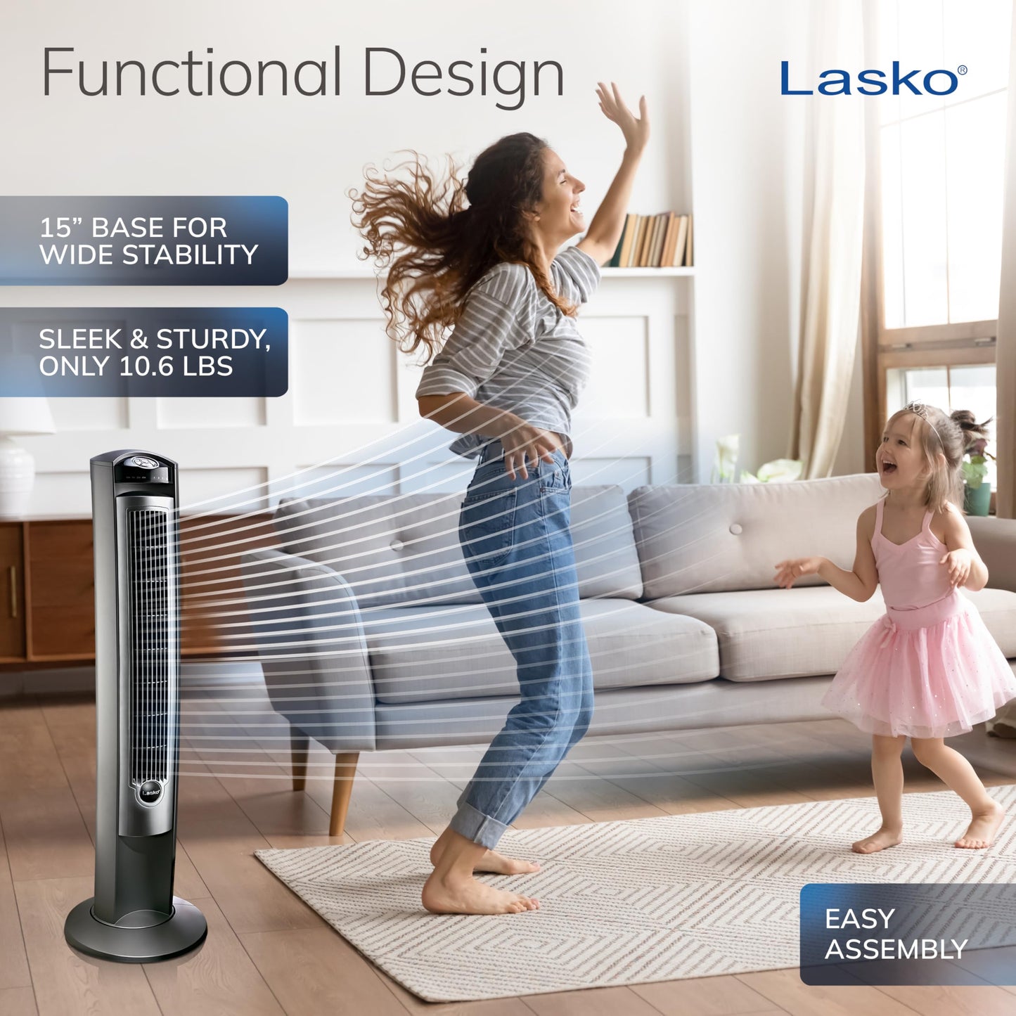 Lasko Oscillating Tower Fan with Remote, Quiet Floor Fans for Bedroom, 42", Silver T42951