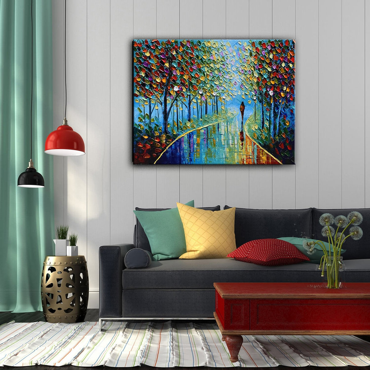 YaSheng Art -Landscape Oil Painting On Canvas Textured Tree Abstract Contemporary Art Wall Paintings Handmade painting Home Office Decorations Canvas Wall Art painting 24x36inch