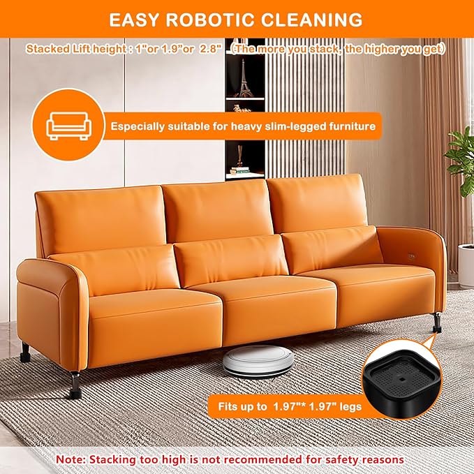 Furniture Risers Adjustable Bed Risers Heavy Duty Lifts Height 3", Square