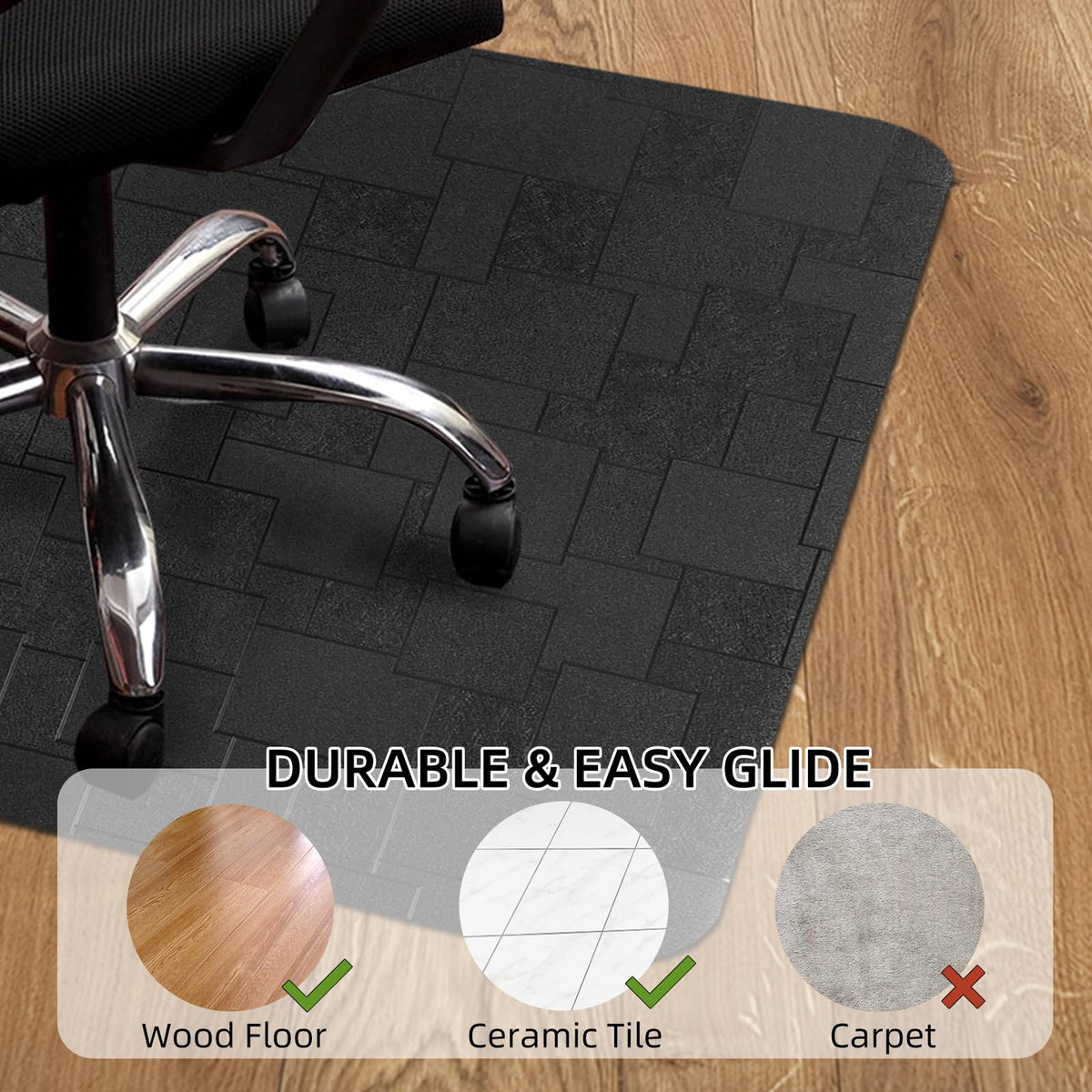 Office Chair Mat for Hard Floor, 63x51 inches Large Computer Chair Mat, Multi-Purpose Desk Floor Protector for Work, Home, Gaming