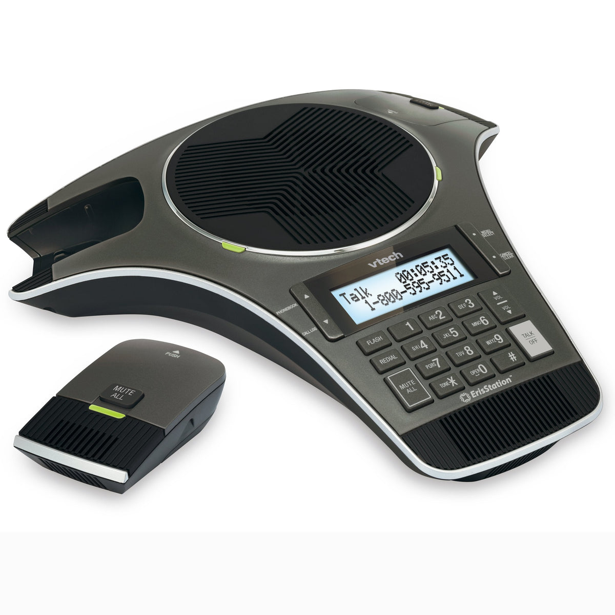 VTech VCS702 ErisStation DECT 6.0 Conference Phone with Two Wireless Mics Using Orbitlink Wireless Technology