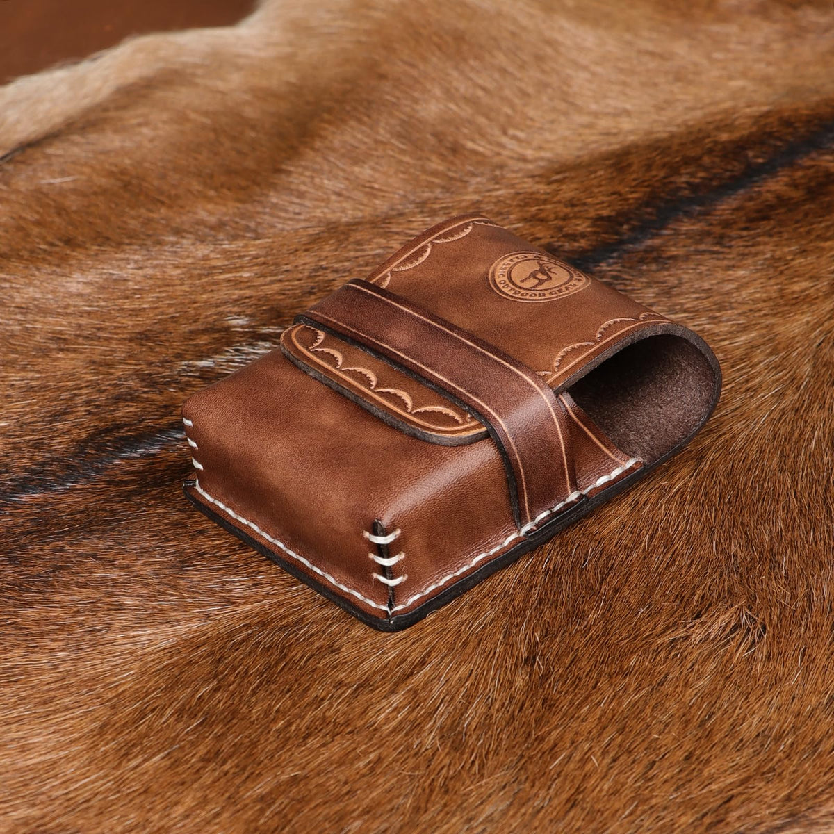 Tourbon Leather Cigarette Box Case Pouch Lighter Holder Playing Cards Secure Storage with 1.7" Belt Loop Travel Accessory