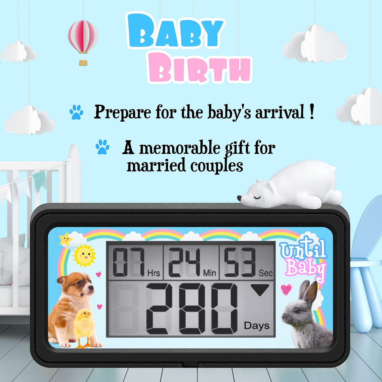 Veriss Digital 9999 Days Countdown Clock Timer with Backlight - Count Down Your Retirement, Wedding, Christmas, Vacation and All Calendar Event Dates in Your Life - Dog Collection (Black - 8 Frames)