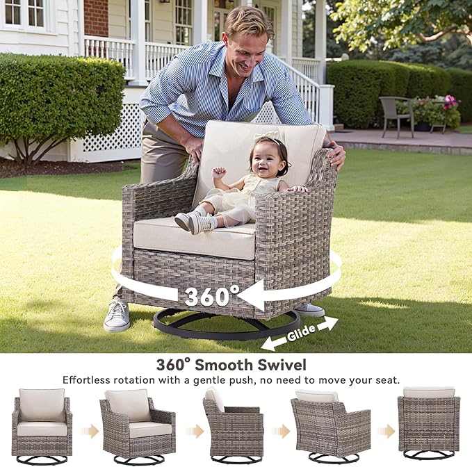 Wicker Patio Furniture Set-6 Piece High Back Outdoor Furniture Set Sectional