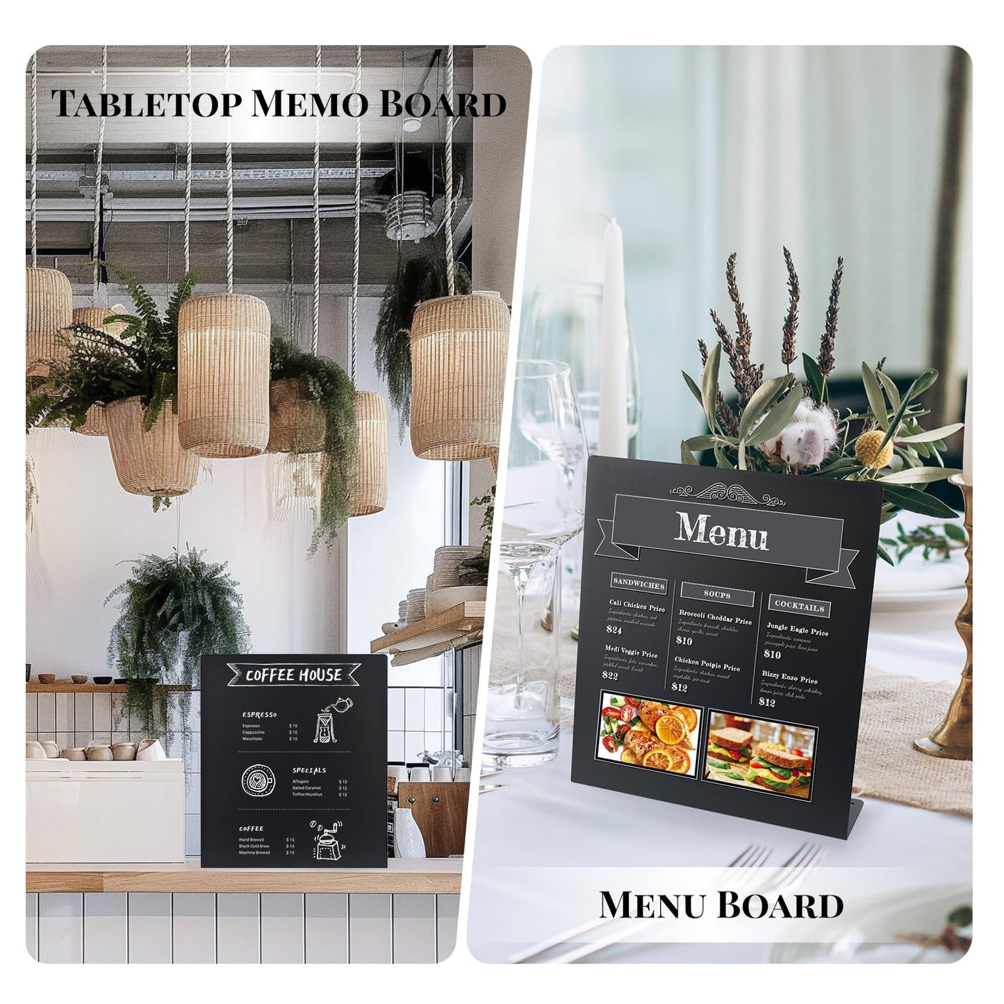 2 Pack Magnet Board,Black Magnetic Board,Metal Magnetic Bulletin Board,Magnet Display Stand for Home, School, Kitchen, Office