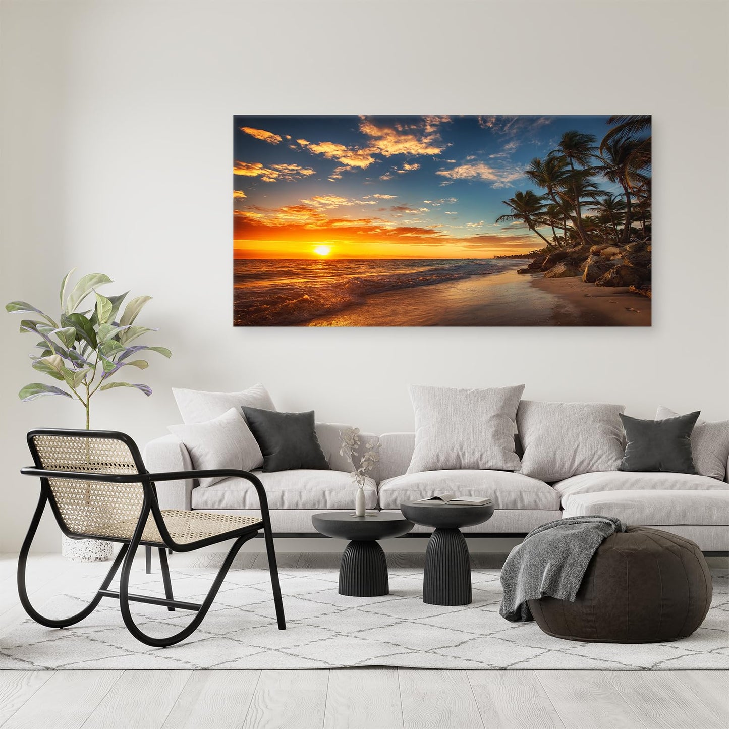 DZL Art S74798 Canvas Painting Print Paradise Tropical Island Beach with Palms Photograph Print Nature Pictures Wall Art Canvas Prints Painting for Living Room Bedroom Decor Office Wall Decor