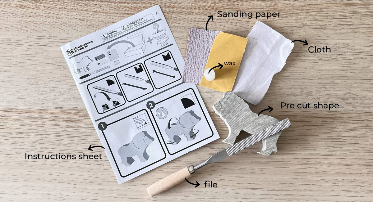 STUDIOSTONE CREATIVE DIY Arts & Crafts Carving Kit Kids Adults Cat Sculpture Soapstone