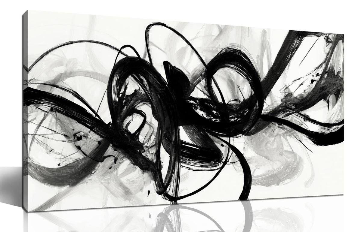 AUUZAIUA Abstract Wall Art for Living Room Black and White Swirl Lines Pictures Large Minimalist Artwork for Bedroom Kitchen Office Canvas Prints 20"x40"