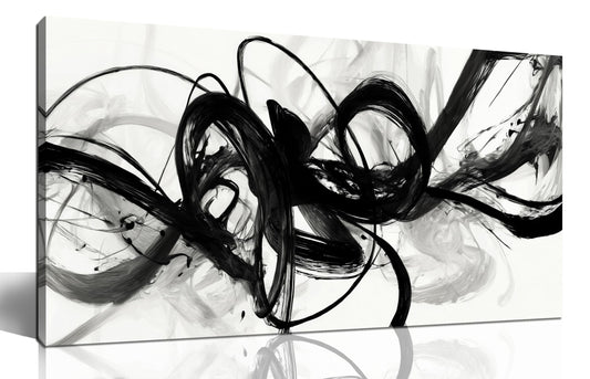 AUUZAIUA Abstract Wall Art for Living Room Black and White Swirl Lines Pictures Large Minimalist Artwork for Bedroom Kitchen Office Canvas Prints 20"x40"