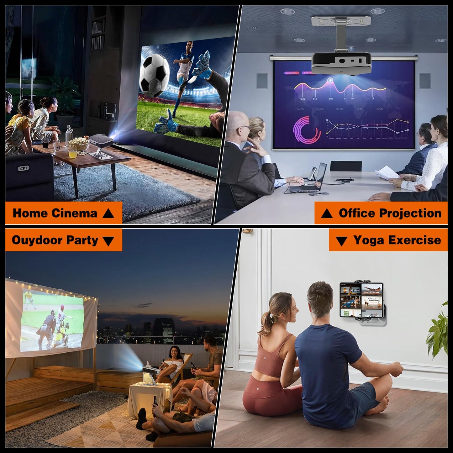 BAISHUN 3-in-1 Projector Stand – Desk, Wall and Ceiling Mount with 1/4-Inch Thread, Foldable, Easy Setup, Height Adjustable and 360-degree Rotation Compatible with Most Projectors for Home, Office