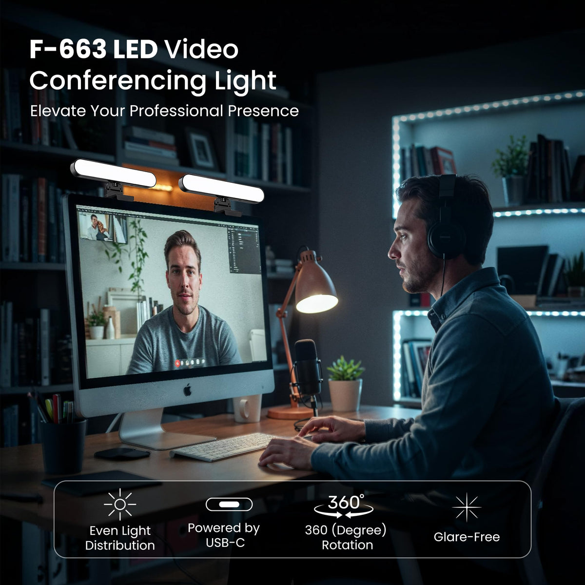 Monitor Light Bar for Computer & Laptop – Remote&Touch Control, Streaming Video Light, Adjustable Key Light for Desk & Zoom Meetings, Screen Lamp with Remote Control, USB Powered Computer Light