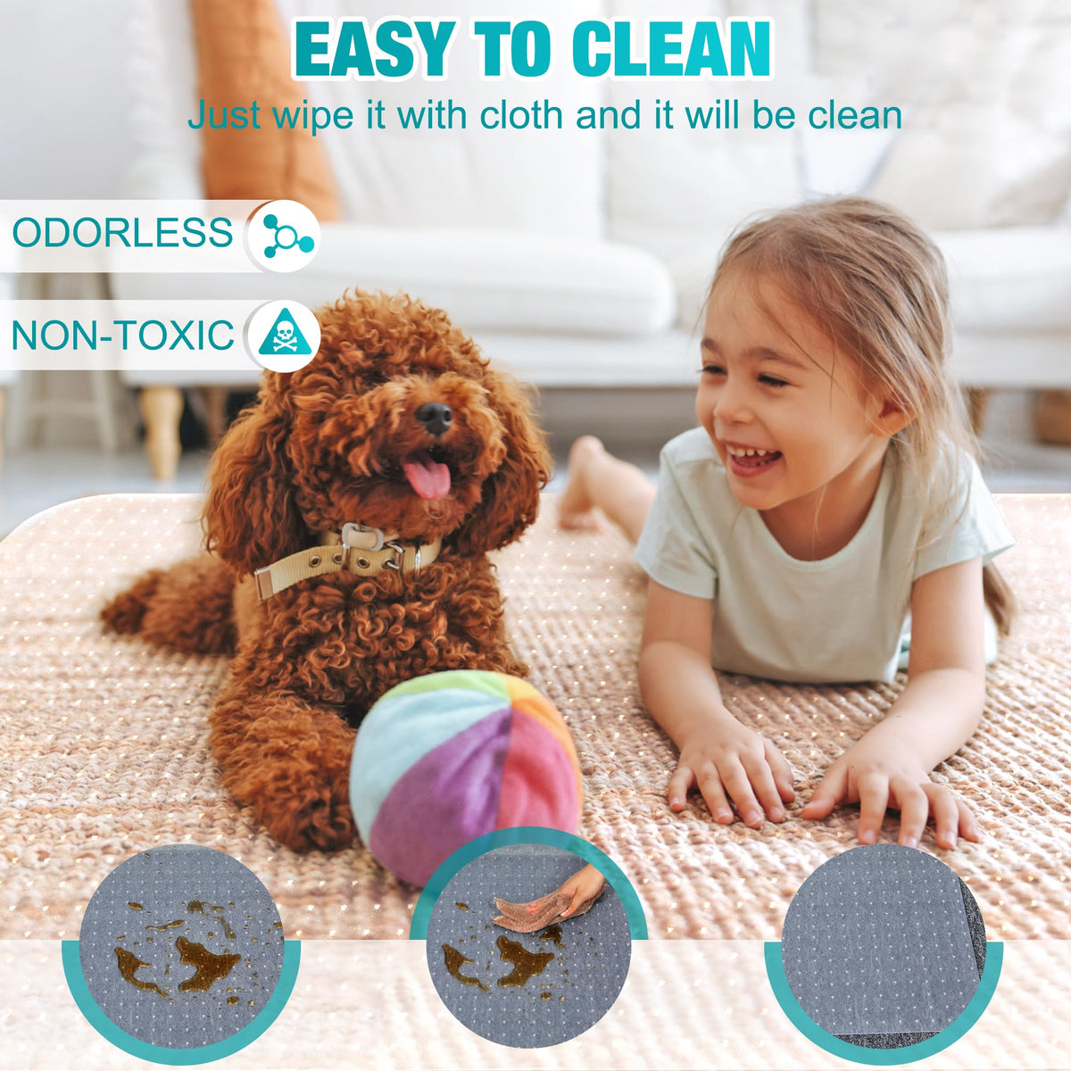 2 Pack Office Chair Mat for Carpets, 48" x 36" Clear Chair Mat for Carpeted Floors, Heavy Duty Under Desk Protector Carpeted Floors Mats, Rolling Computer Floor Mats with Studs for Home and Office