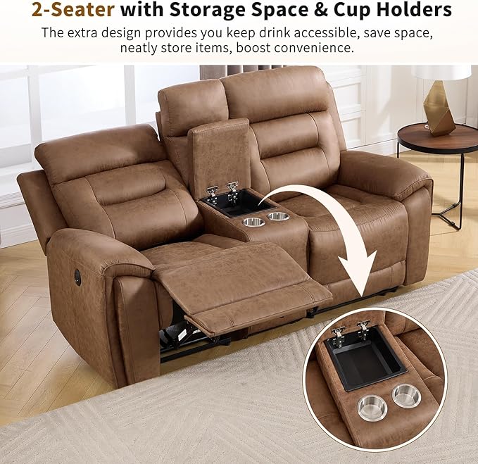 ANJ 2-Piece Oversied Faux Leather Power Recliner Sofa Set