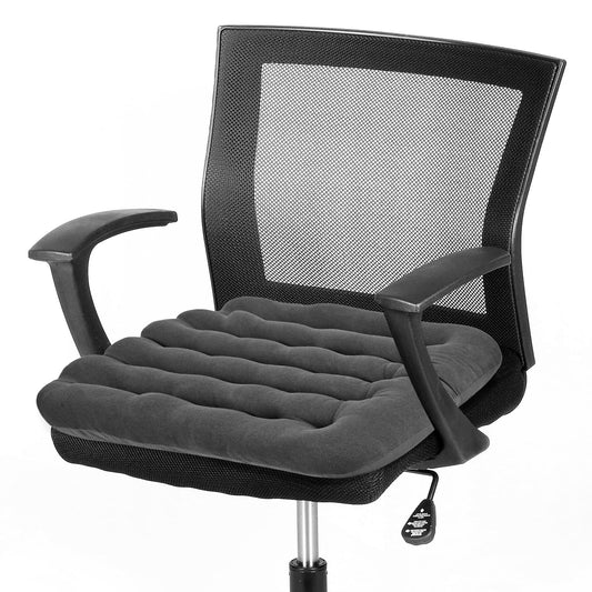 BUYUE Good Support Office Chair Cushion Padded, Soft Velvet Comfortable Non-Slip Seat Cushion for Computer Desk Kitchen Chair (1 Count, Gray)