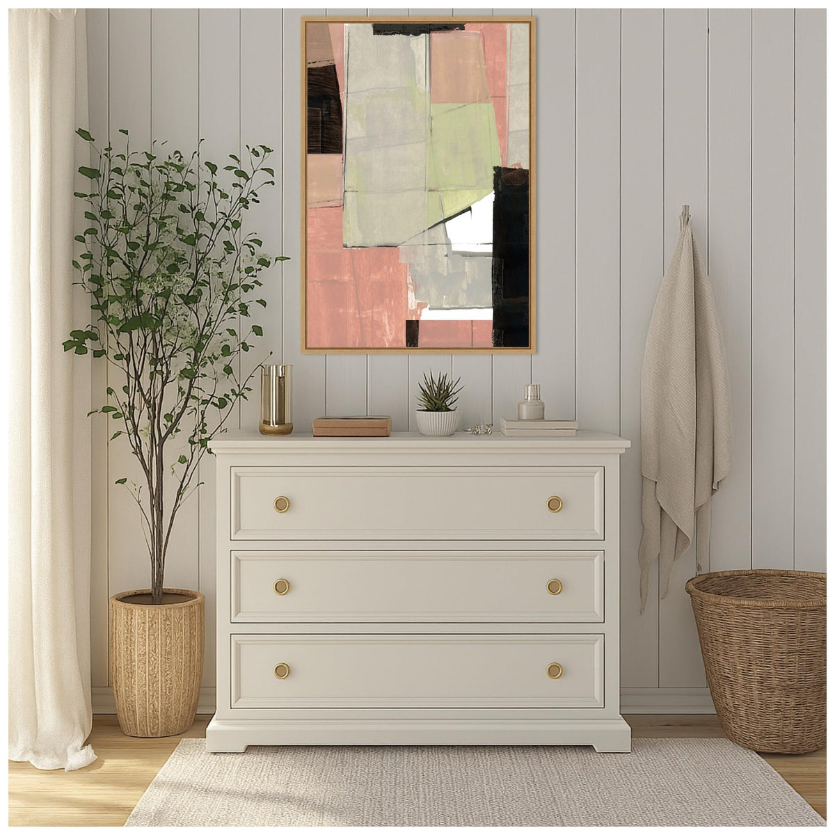Amanti Art Framed Canvas Wall Art 33x23 Abstract Neutral Architecture No. 2 FramedWall Art Canvas, Abstract Artwork, Modern Decor, Large Poster for Living Room, Bedroom, Bathroom, Kitchen, Office