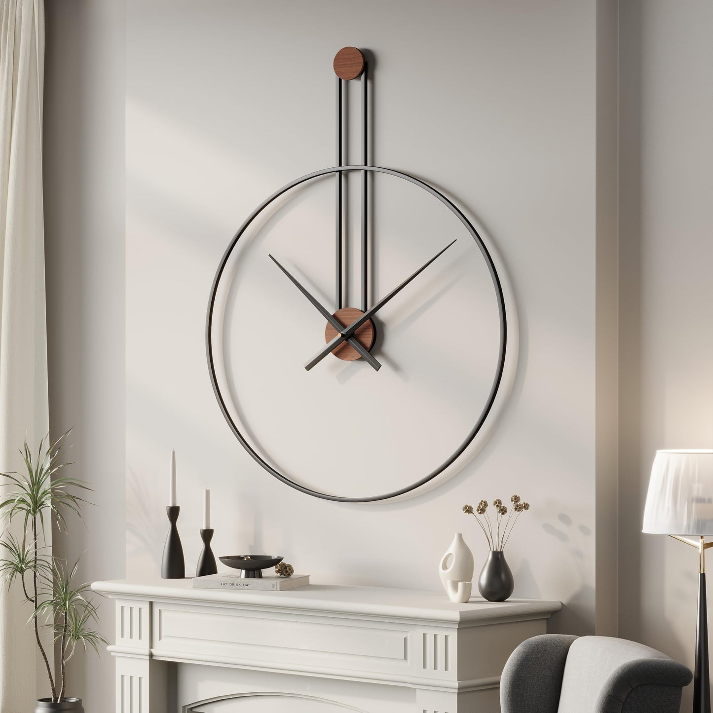 36 Inch Wall Clock Extra Large Minimalist Metal Clock for Living Room Decor, Modern Silent Non Ticking Battery Operated Wall Clocks, Rustic Black Frame Big Decorative Clocks for Office, Bedroom