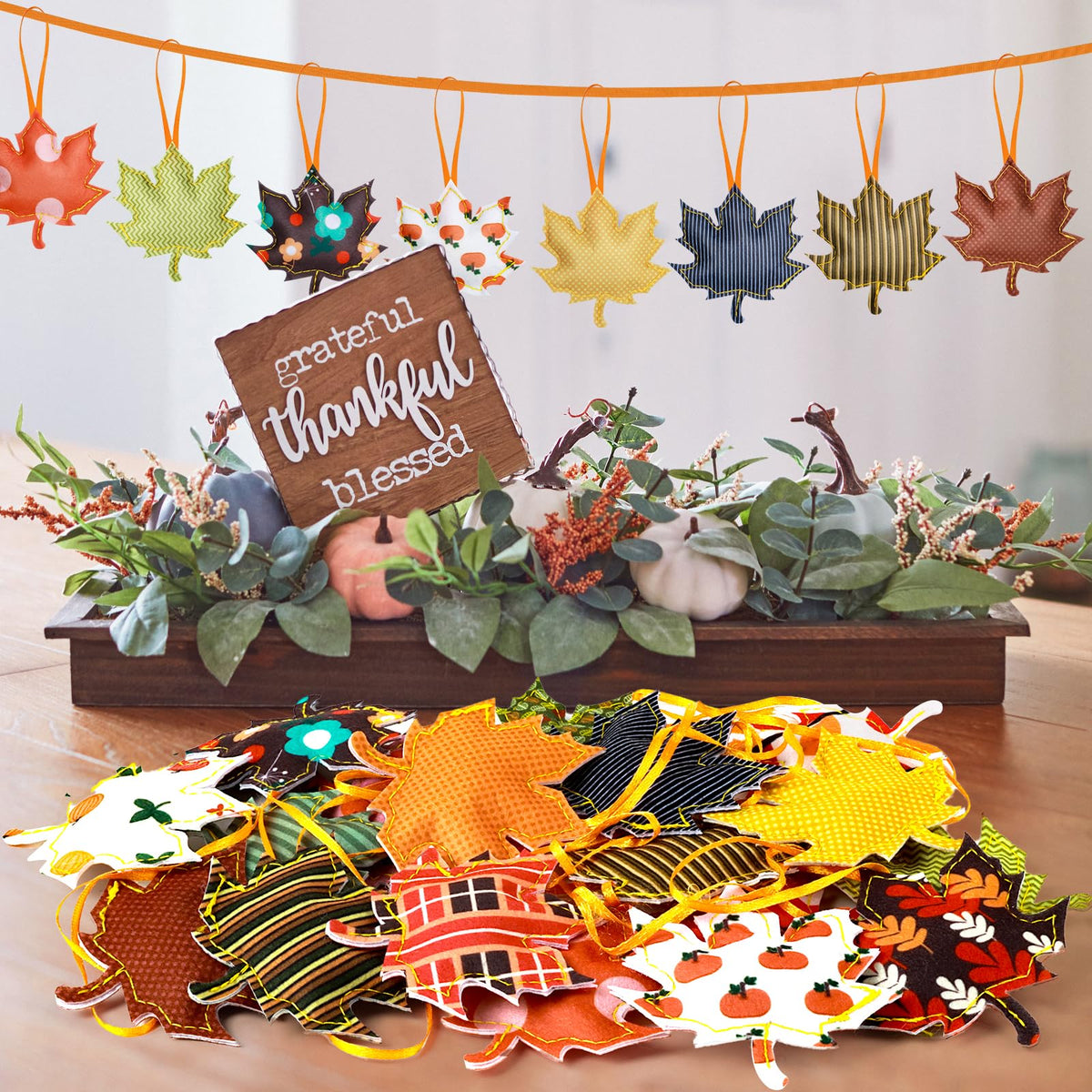 36 Pcs 3D Felt Maple Leaf Ornaments Thanksgiving Tree Decorations Fall Ornaments with Tree Felt Leaves Maple Fall Decorations for Home Autumn Decoration