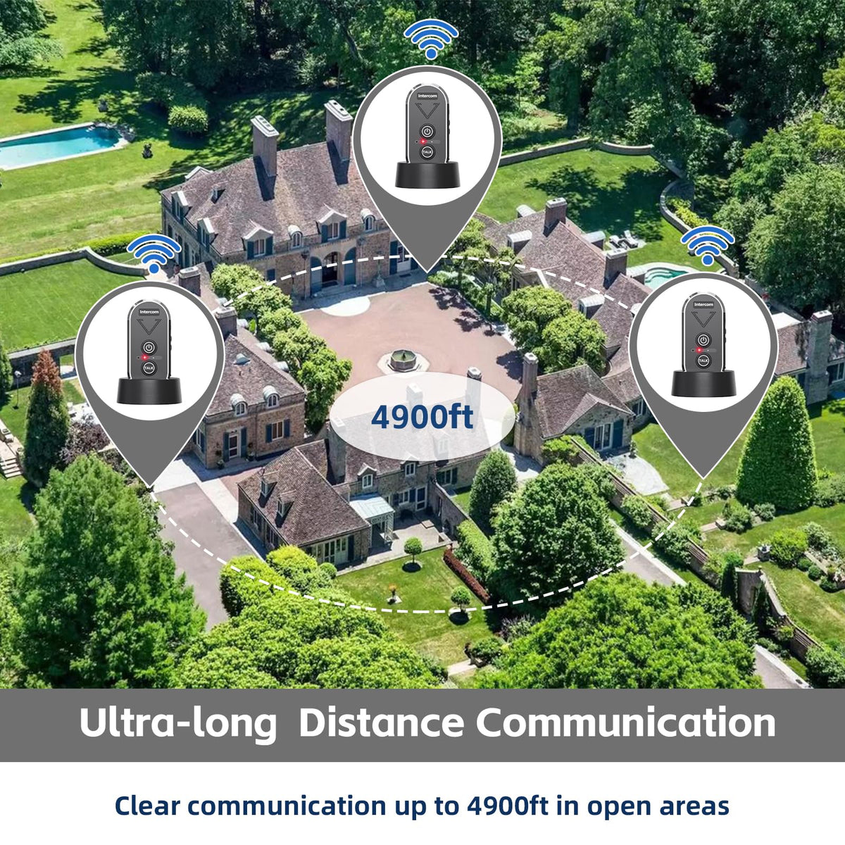PANDAAR Doorbell Wireless for Home, Wireless Intercom System 4900ft Long Range,Two Way Intercom Doorbell with 3 Volume Levels,20 Ringtones,Intercoms for Home Classroom Business,2 Pack