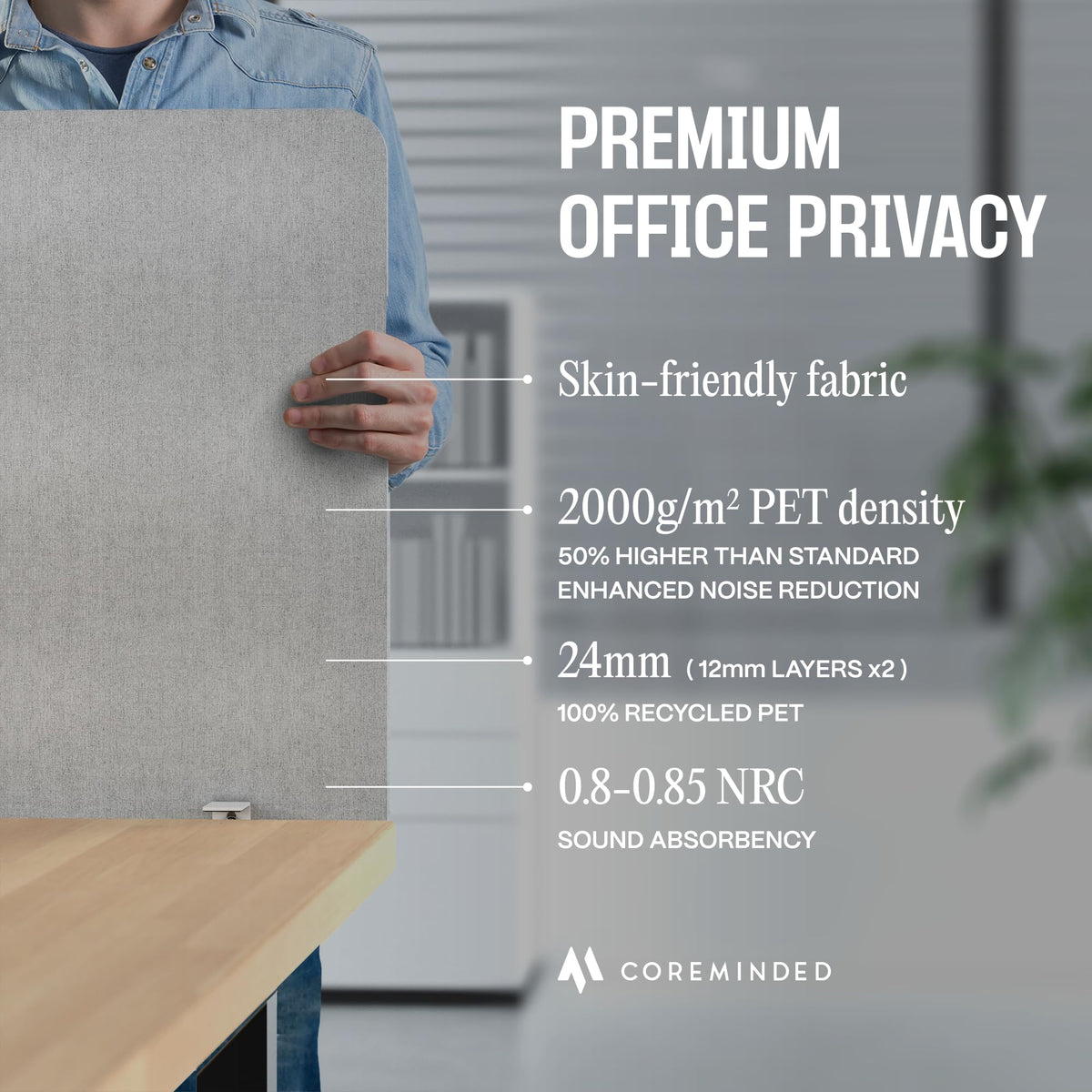 Universal Desk Privacy Panel – Heavy-Duty Desk Divider & Office Partition - Privacy Screen for Workspaces & Cubicles (1-Pack, 48" x 24")