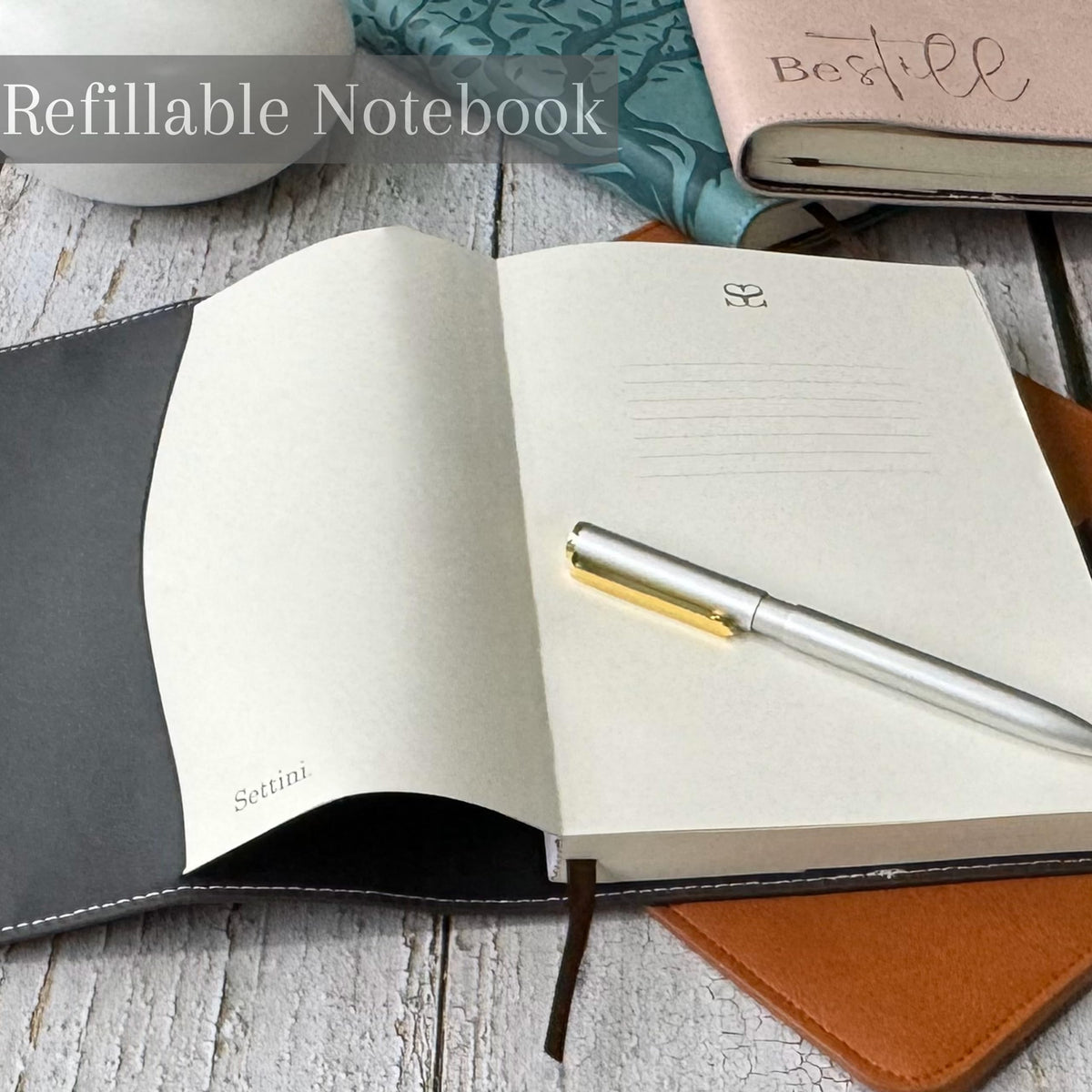 SETTINI® Lined Refill Journal Notebook for Refillable Journals – Premium A5 100 gsm Sheets Ruled Notepad 8.25 x 5.5 Inches with 256 Pages and Helpful Bookmark