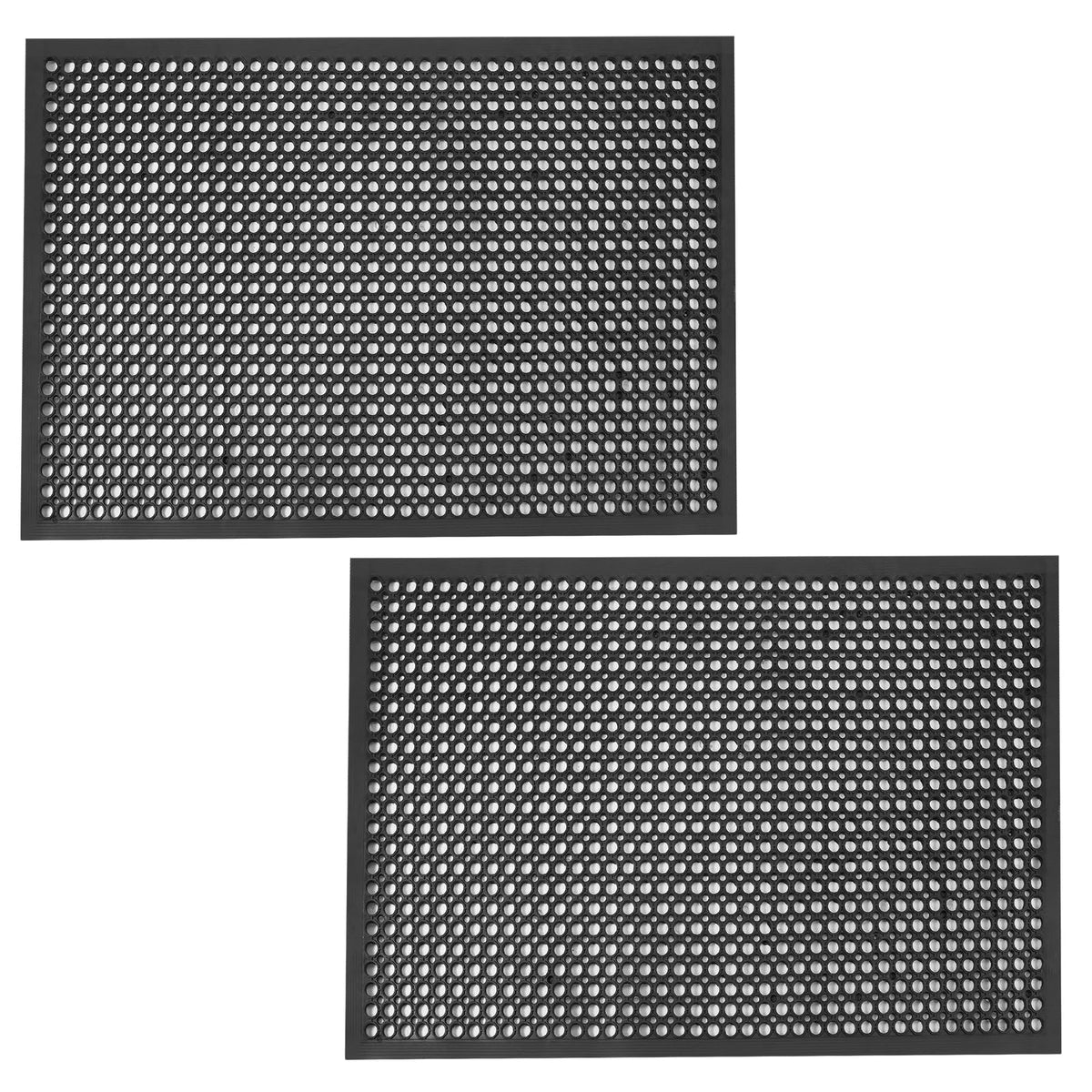Anti Fatigue Outdoor Rubber Floor Mat 2 Pack Commercial Restaurant Kitchen Mats for Floors Non-Slip Bar Floor Mats Rubber Door mat Drainage Mats Utility Garage Use 36" x 60" Black