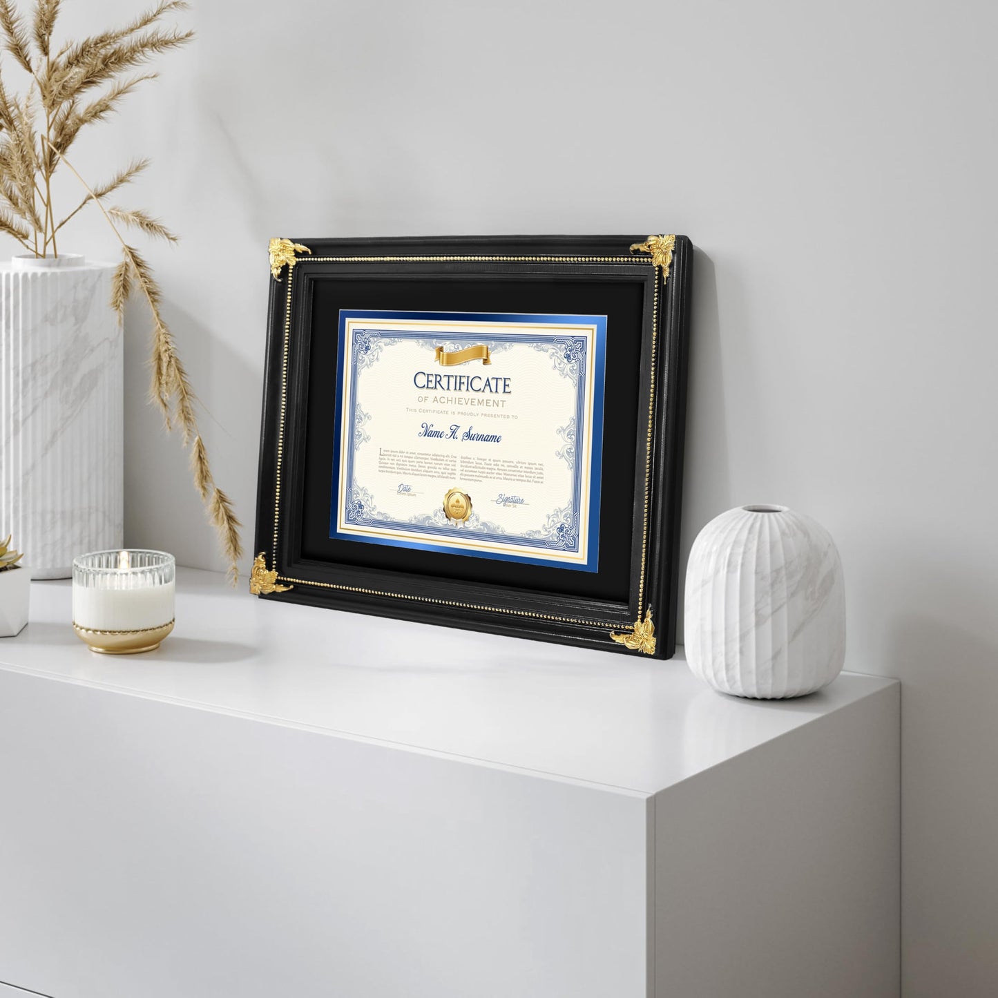 SIMON'S SHOP Diploma Frames 11x14 Matted to 8.5x11 Picture, Black Picture Frames 11 x 14 with Mat for 8.5 by 11 Certificates Documents
