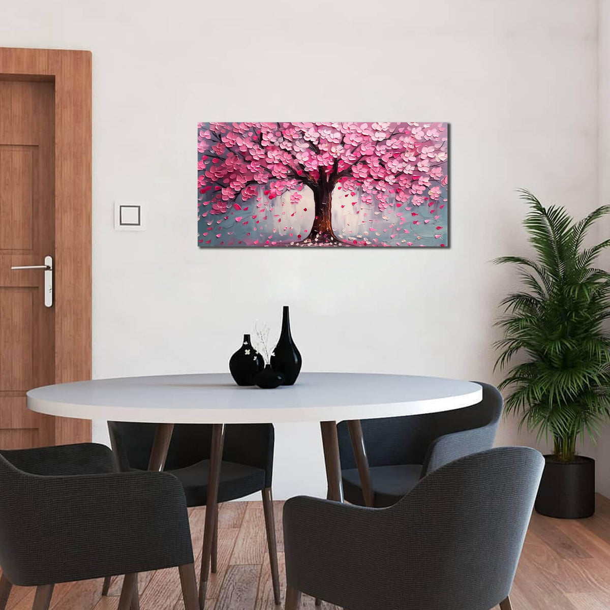 Pink Wall Art Large Tree of Life Wall Art for Living Room Bedroom Office Bathroom Modern Framed Canvas Prints Pink and Grey Picture Size 20x40 Inch