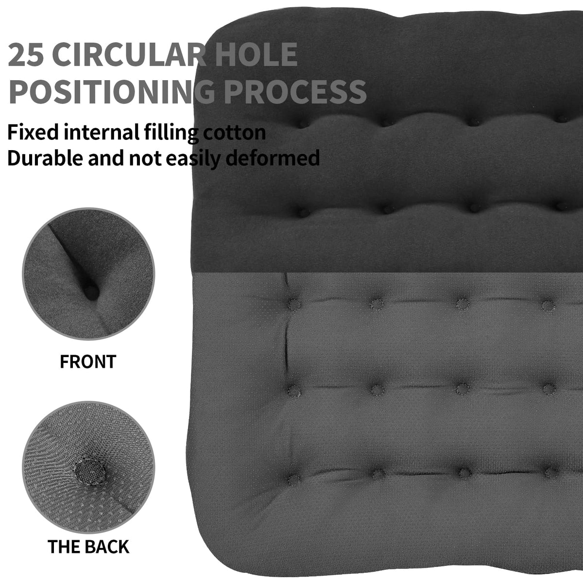 BUYUE Good Support Office Chair Cushion Padded, Soft Velvet Comfortable Non-Slip Seat Cushion for Computer Desk Kitchen Chair (1 Count, Gray)