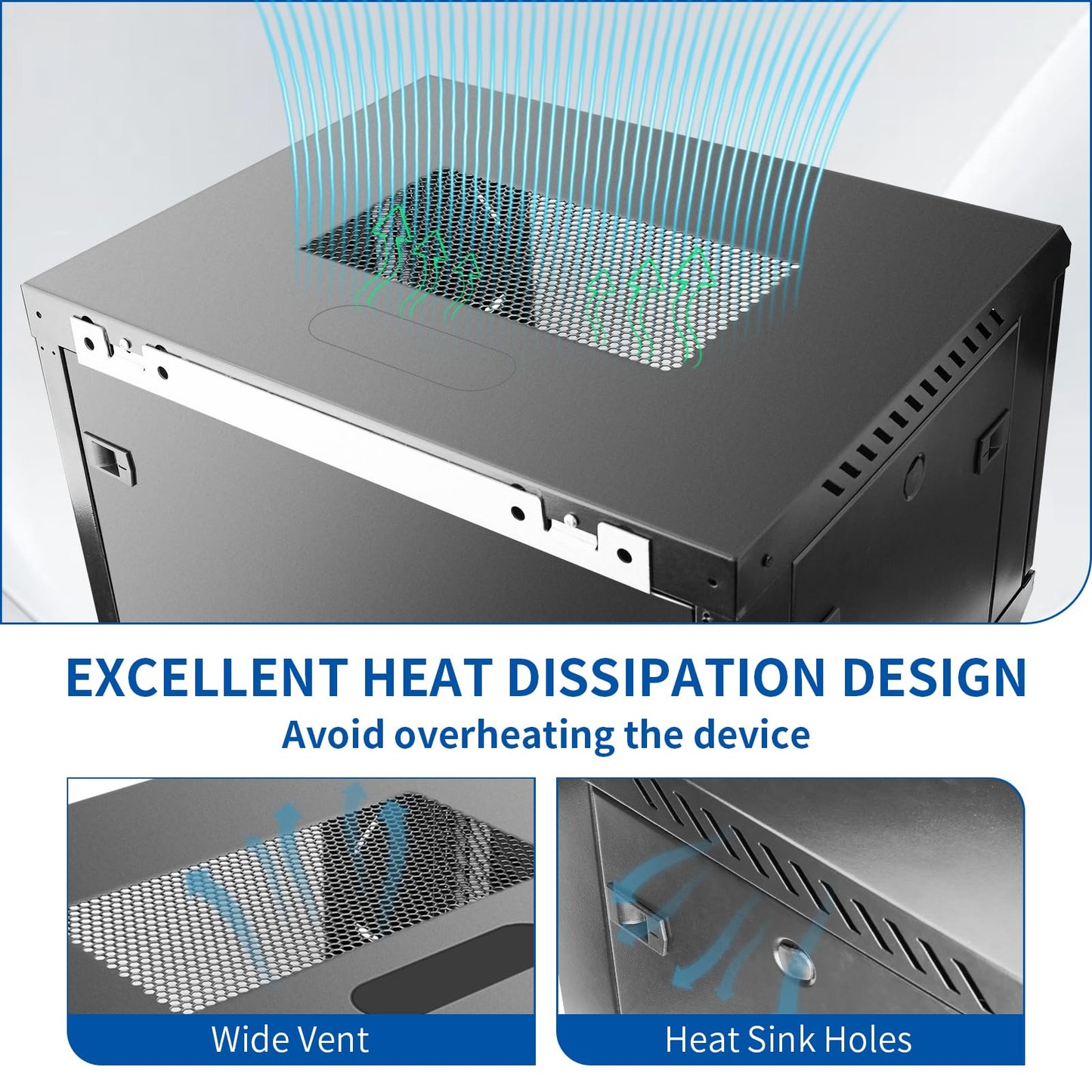 ZHPHMBM 6U Wall Mount IT Network Rack Cabinet - SPCC Cold-Rolled Steel with Vents for Heat Dissipation, Easy Assembly and Cable Routing 15 in Depth for AV and Network Equipment