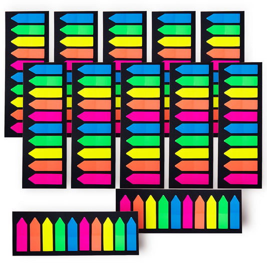 Ericter 2400 Pcs Sticky Tabs Page Markers Sticky Index Tabs, Arrow Flag Tabs - 10 Primary Color Tabs Page Flag Markers Bookmarks