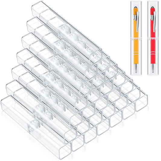 Spakon 40 Pieces Pen Gift Boxes, Acrylic Plastic Pen Cases Storage Plastic Pencil Box Case Transparent Pencil Container for Student School Office Supply