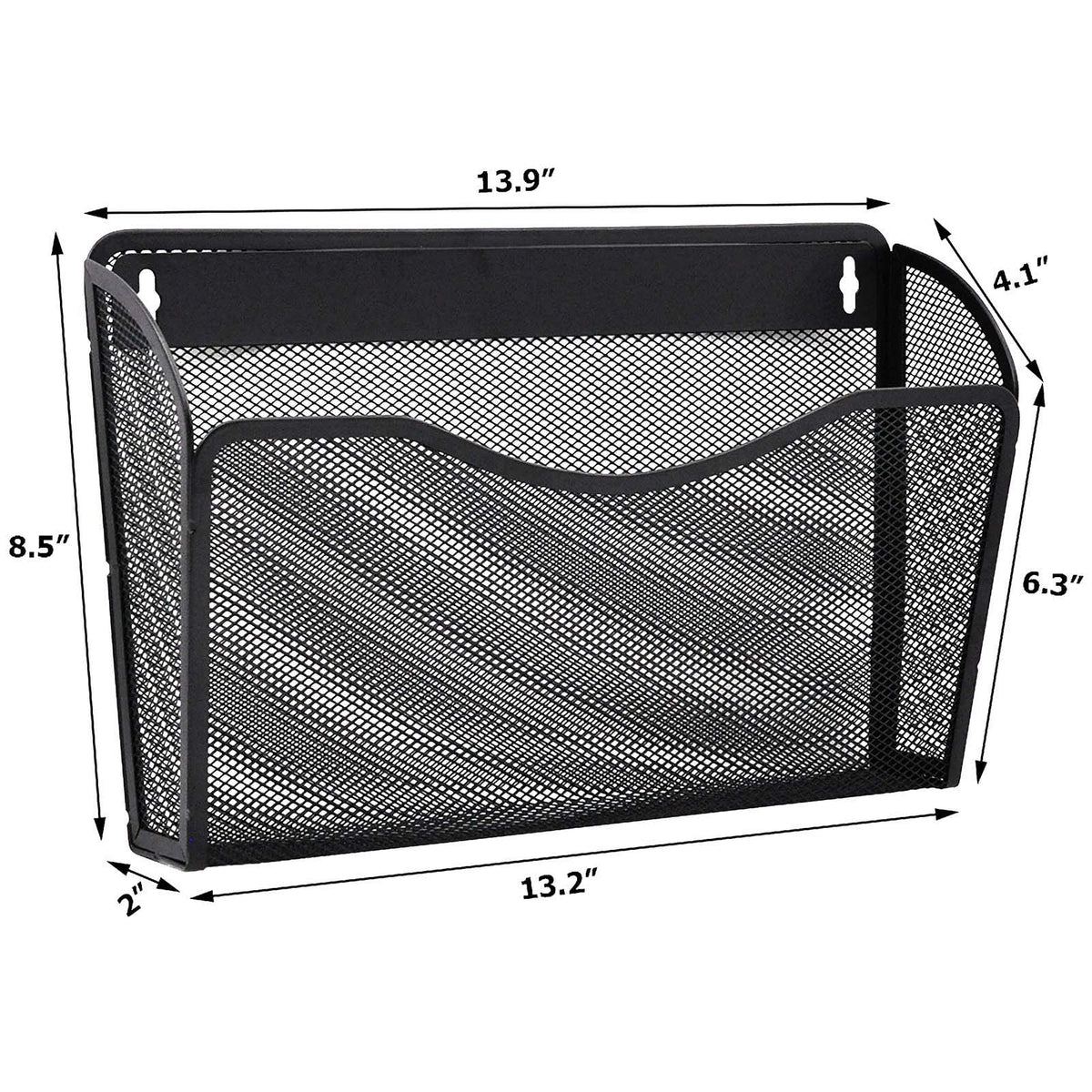 EASEPRES 3 Single Pocket Mesh Hanging File Organizer, Vertical Wall Mounted Magazine File Holder, Mount Basket Mail Paper Document Folder Organizing for Office, Home and School, Black