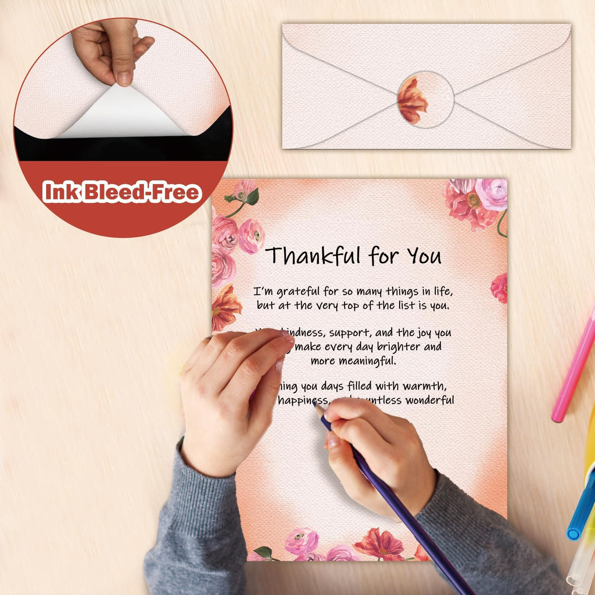 EggSun 250Pcs Watercolor Stationery Paper and Envelope Set with 100 Letterhead Papers and 50 Envelopes, 10 Design for Letter Writing,Invitations Computer Holidays Party Notes, 8.5x11 Inch-Floral