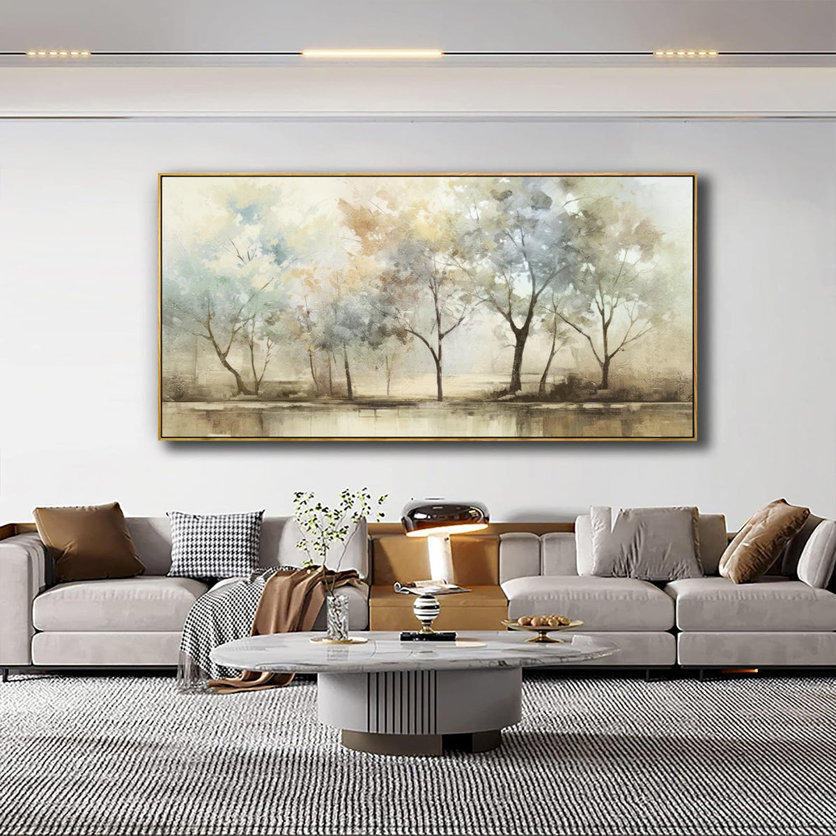 VHMING Abstract Wall Art Artwork Retro Trees Pictures Decor Canvas Painting Framed Ready to Hang Living Room Bedroom and Office Wall Decor 20x40 Inch