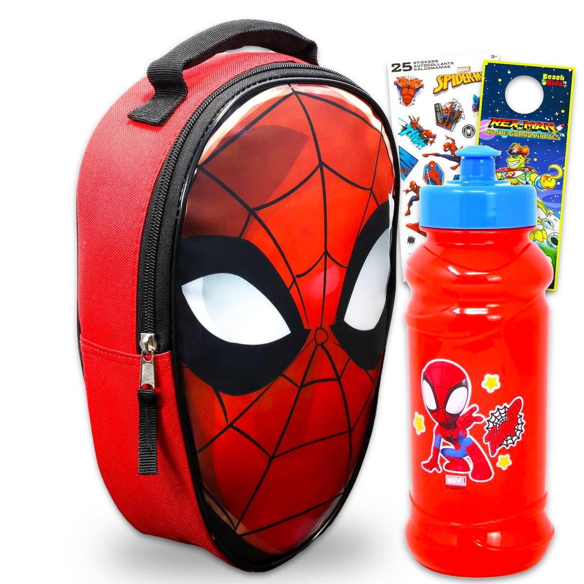 Spiderman Lunch Box Set for Boys - Marvel School Supplies Bundle with Spiderman Insulated Lunch Bag, Water Bottle, Stickers, More | Spiderman Lunch Container