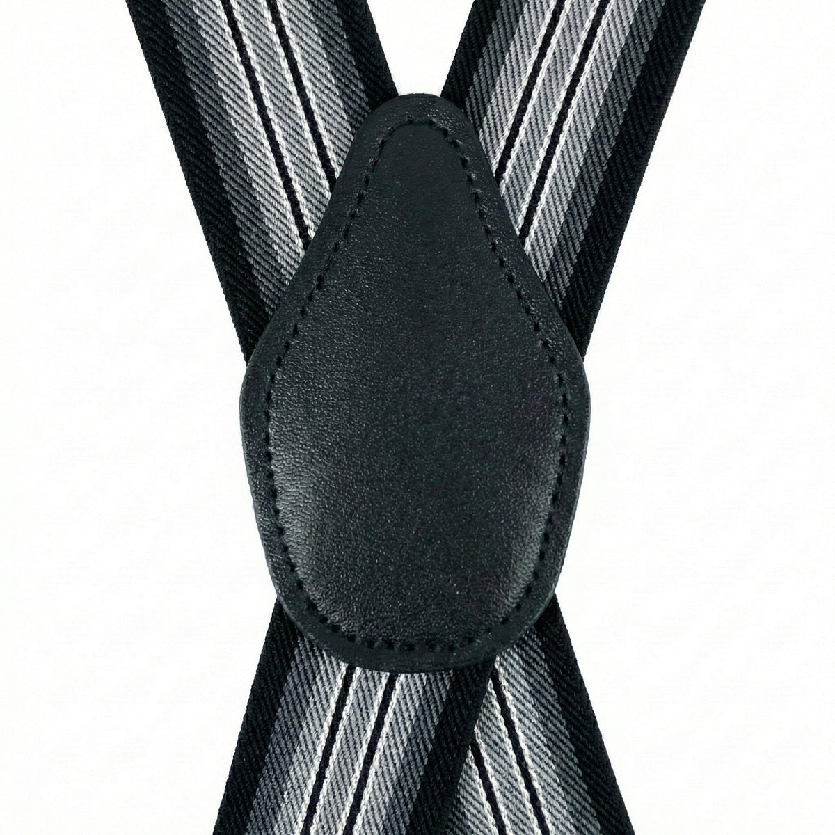 SUITUA Suspenders for Men 1¼" Classic X-Back Clip-on - Adjustable Elastic Suspenders for Jeans, Dress Pants, Wedding & Groomsmen (Triple Black Gradient Stripe)