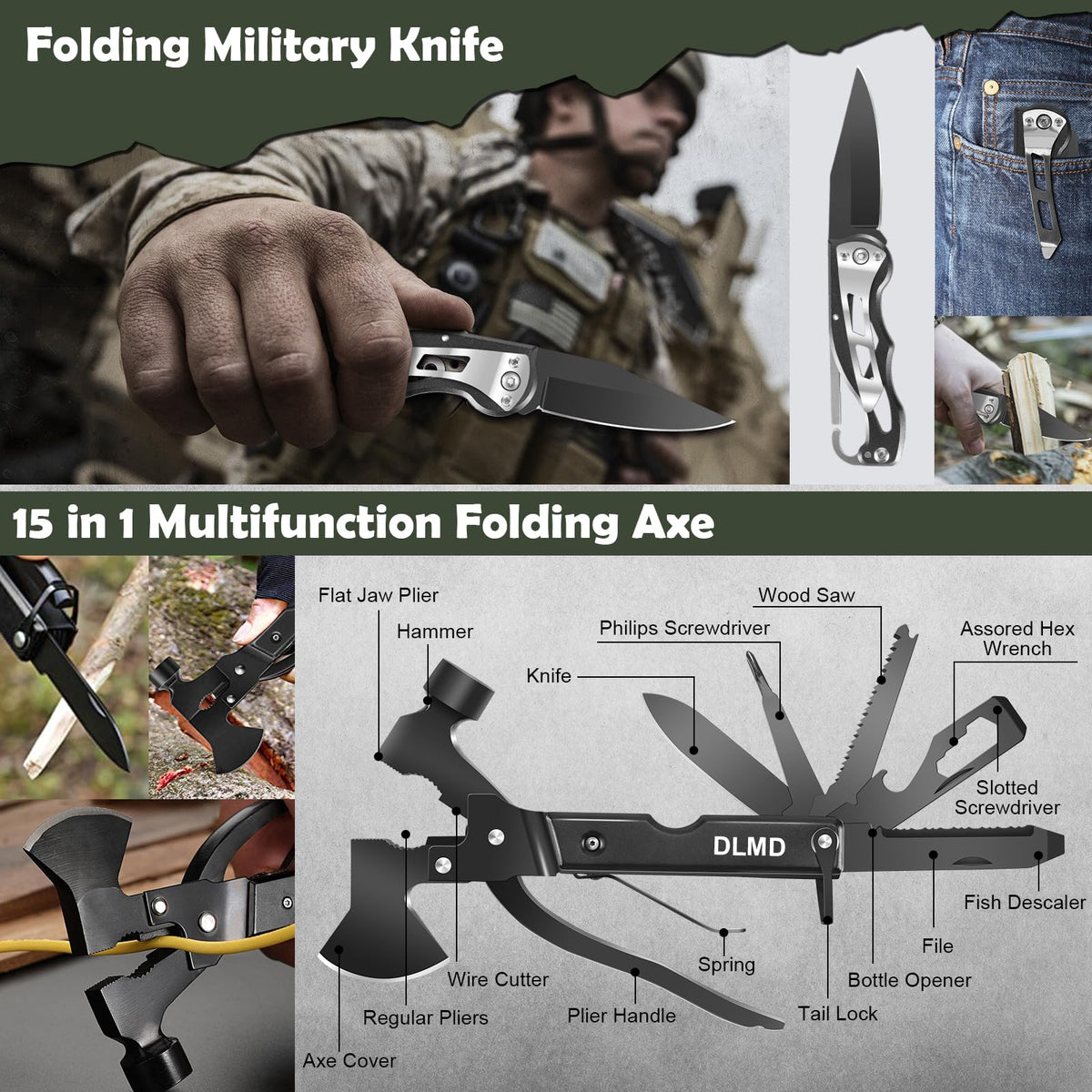 DLMD 320 PCS Survival Kits First Aid Kit, Gifts for Men Christmas Him Dad, Survival Gear and Equipment with Tactical Molle Pouch for Car Camping Hiking Outdoor Adventure Earthquake Home Office