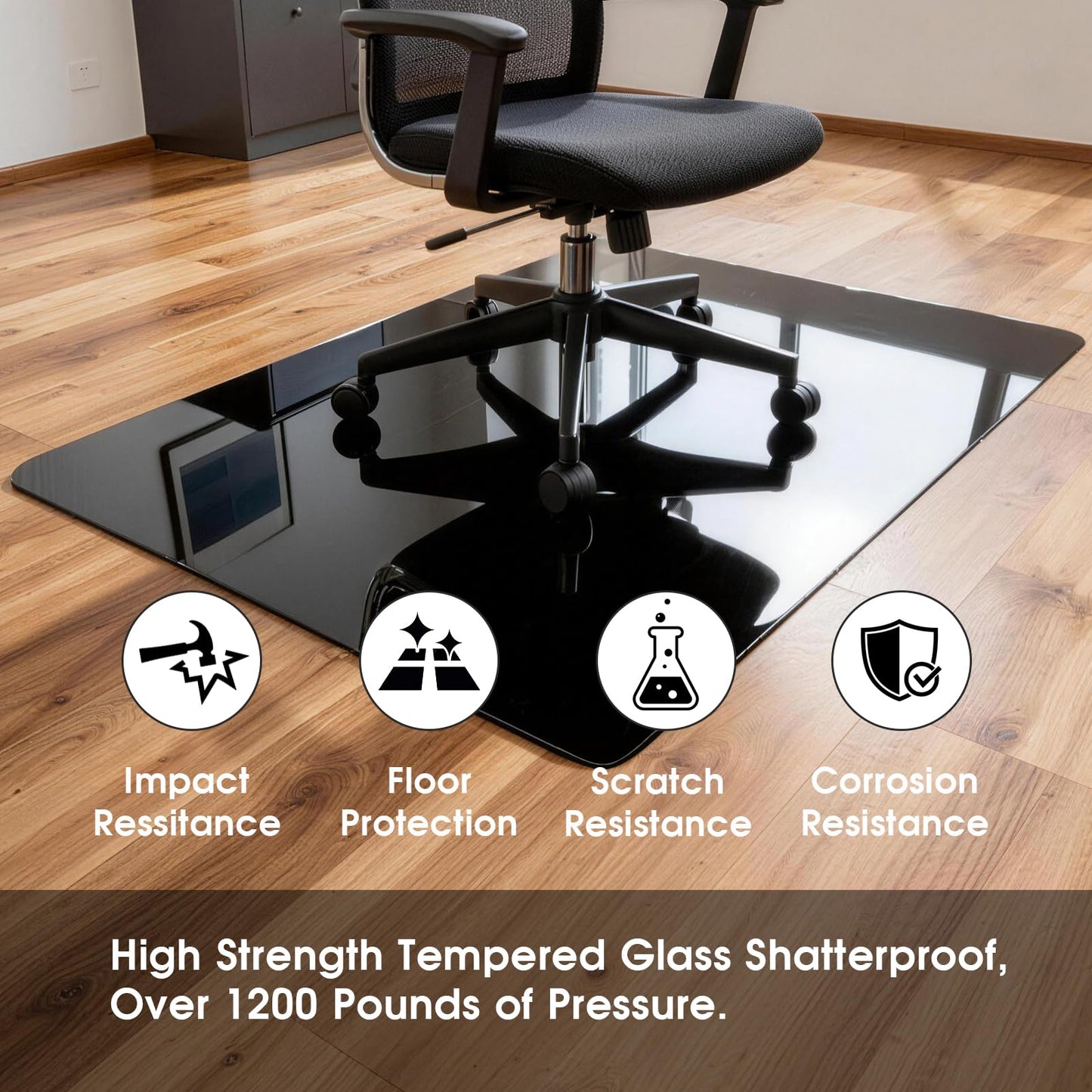 ProsperJoyChant Elasticity Black Clear Chair Mat 36" x 55" - Transparent Protective Floor Mat for Hardwood & Tile Floors, Home & Office Rectangle Hard Floor Protection Mat