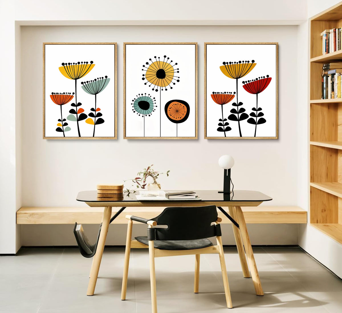 YCXDMJ 3pcs Abstract Boho Floral Wall Art Vibrant Canvas Posters and Prints Modern Flower Paintings Pictures Artistic Wall Decor for Bedroom Living Room Office and Dorm Decoration Unframed