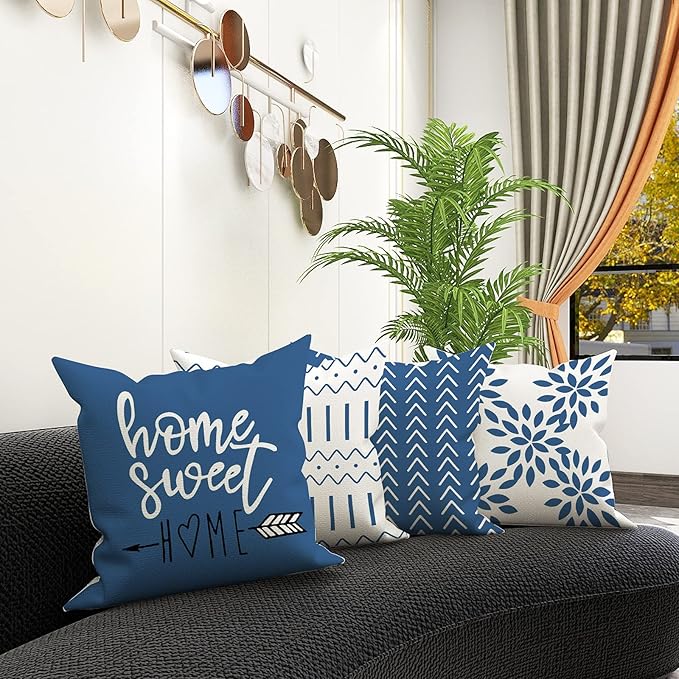 YCOLL Pillow Covers 22x22 Set of 4, Modern Sofa Throw Pillow Cover, Decorative